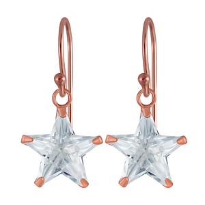 Wholesale 10mm Star Cubic Zirconia Sterling Silver Earrings - JD3091