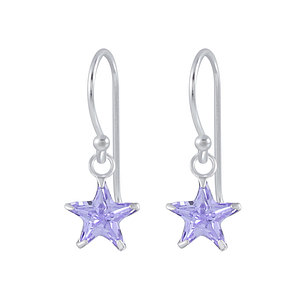 Wholesale 6mm Star Cubic Zirconia Sterling Silver Earrings - JD2303