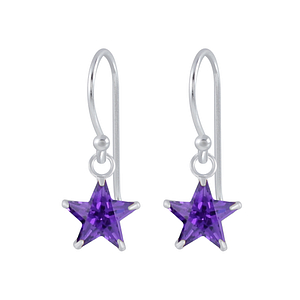 Wholesale 6mm Star Cubic Zirconia Sterling Silver Earrings - JD2303