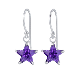 Wholesale 8mm Star Cubic Zirconia Sterling Silver Earrings - JD2304