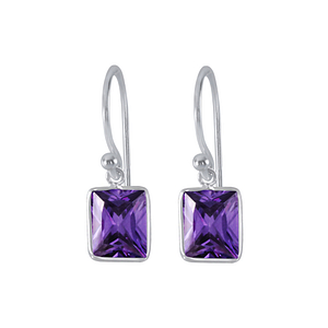Wholesale 8x10mm Baguette Cubic Zirconia Sterling Silver Earrings - JD2119