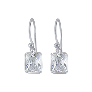 Wholesale 8x10mm Baguette Cubic Zirconia Sterling Silver Earrings - JD2119