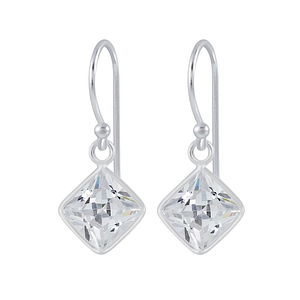 Wholesale 6mm Square Cubic Ziconia Sterling Silver Earrings - JD2135