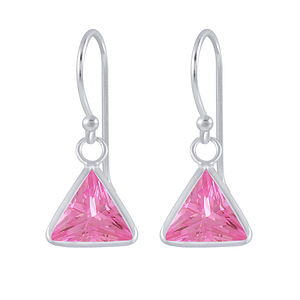 Wholesale 6mm Triangle Cubic Zirconia Sterling Silver Earrings - JD2462