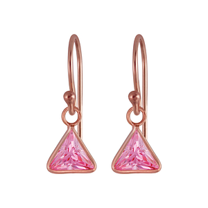 Wholesale 6mm Triangle Cubic Zirconia Sterling Silver Earrings - JD2986