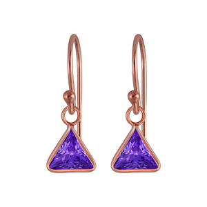 Wholesale 6mm Triangle Cubic Zirconia Sterling Silver Earrings - JD2986