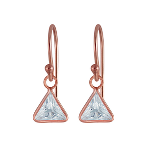 Wholesale 6mm Triangle Cubic Zirconia Sterling Silver Earrings - JD2986