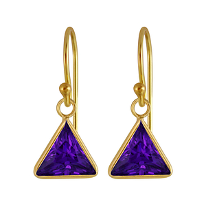 Wholesale 8mm Triangle Cubic Zirconia Sterling Silver Earrings - JD2987