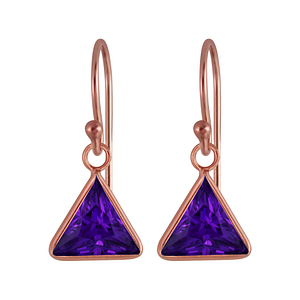 Wholesale 8mm Triangle Cubic Zirconia Sterling Silver Earrings - JD2988