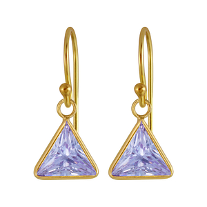 Wholesale 8mm Triangle Cubic Zirconia Sterling Silver Earrings - JD2987