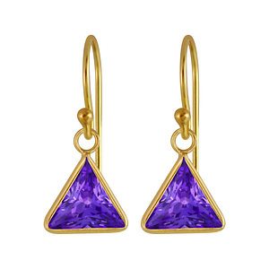 Wholesale 8mm Triangle Cubic Zirconia Sterling Silver Earrings - JD2987