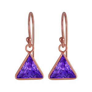 Wholesale 8mm Triangle Cubic Zirconia Sterling Silver Earrings - JD2988