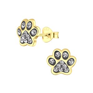 Wholesale Sterling Silver Paw Print Ear Studs - JD4086