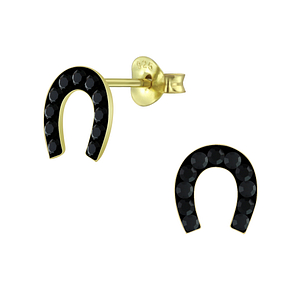 Wholesale Sterling Silver Horseshoe Crystal Ear Studs - JD6167