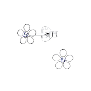 Wholesale Sterling Silver Flower Crystal Ear Studs - JD8209