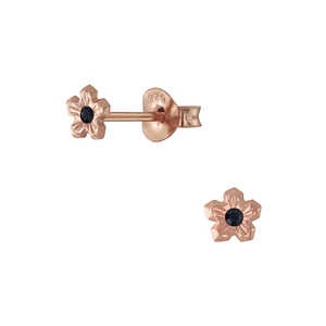 Wholesale Sterling Silver Flower Crystal Ear Studs - JD5365