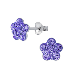 Wholesale Sterling Silver Flower Crystal Ear Studs - JD2699