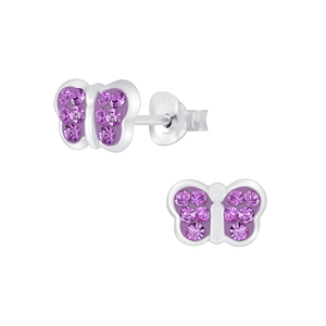 Wholesale Sterling Silver Butterfly Crystal Ear Studs - JD6802