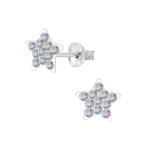 Wholesale Sterling Silver Crystal Star Ear Studs - JD4806