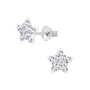 Wholesale Sterling Silver Crystal Star Ear Studs - JD4806