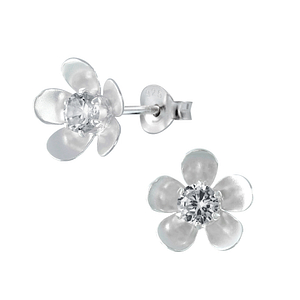 Wholesale Sterling Silver Flower Ear Studs - JD2243