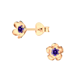 Wholesale Sterling Silver Flower Cubic Zirconia Ear Studs - JD5608