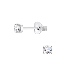 Wholesale 3mm Round Crystal Sterling Silver Ear Studs - JD5086