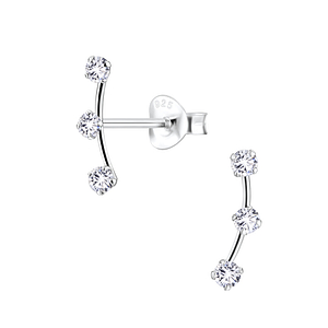 Wholesale Sterling Silver Bar Cubic Zirconia Ear Studs - JD7568