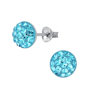 Wholesale Sterling Silver Round Crystal Ear Studs - JD3123