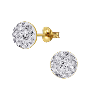 Wholesale Sterling Silver Round Crystal Ear Studs - JD3124