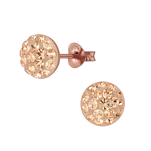 Wholesale Sterling Silver Round Crystal Ear Studs - JD3125