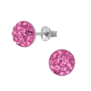 Wholesale Sterling Silver Round Crystal Ear Studs - JD3123