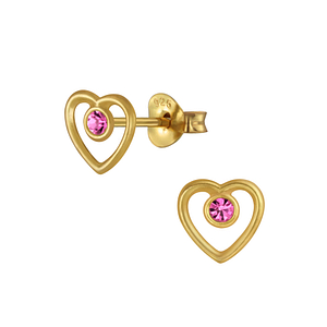 Wholesale Sterling Silver Heart Crystal Ear Studs - JD3132