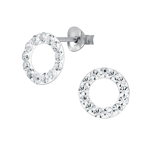 Wholesale Sterling Silver Crystal Circle Ear Studs - JD4327