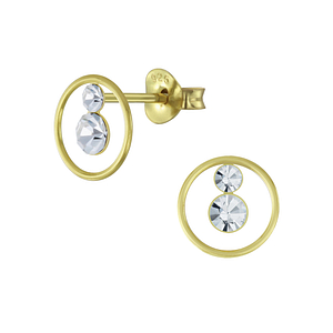 Wholesale Sterling Silver Circle Crystal Ear Studs - JD5335