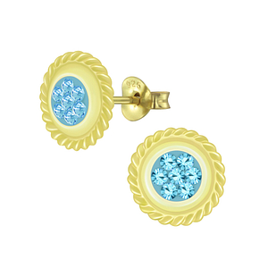 Wholesale Sterling Silver Round Crystal Ear Studs - JD5197