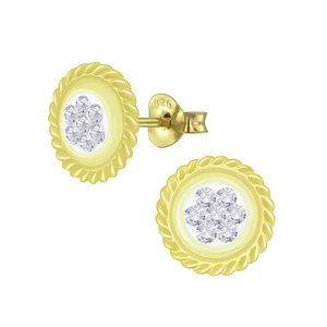 Wholesale Sterling Silver Round Crystal Ear Studs - JD5197