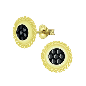 Wholesale Sterling Silver Round Crystal Ear Studs - JD5197