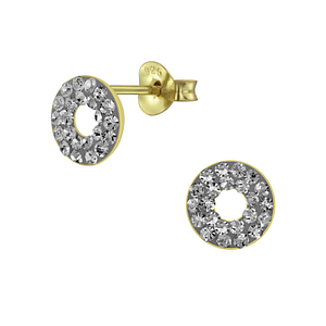 Wholesale Sterling Silver Circle Crystal Ear Studs - JD5574