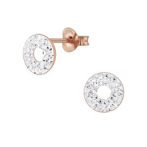 Wholesale Sterling Silver Circle Crystal Ear Studs - JD5679