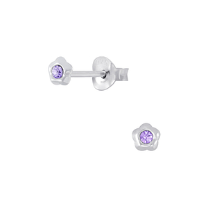 Wholesale Sterling Silver Flower Crystal Ear Studs - JD5586
