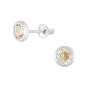 Wholesale 5mm Sterling Silver Ear Studs with Crystals - JD4423