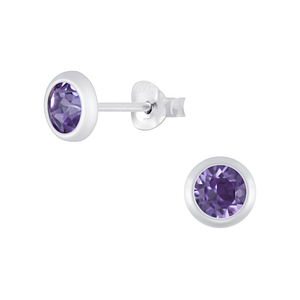 Wholesale 5mm Sterling Silver Ear Studs with Crystals - JD4423