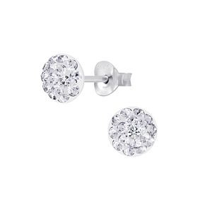 Wholesale Sterling Silver Round Crystal Ear Studs - JD7326 Wholesale Sterling Silver Round Crystal Ear Studs - JD7326