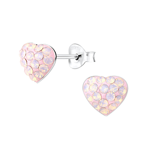 Wholesale Sterling Silver Heart Crystal Ear Studs - JD7305