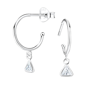 Wholesale 4mm Triangle Cubic Zirconia Sterling Silver Ear Studs - JD5552