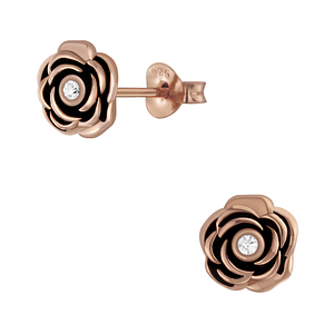 Wholesale Sterling Silver Flower Crystal Ear Studs - JD5247