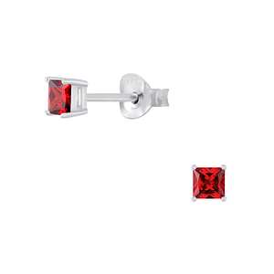 Wholesale 3mm Square Cubic Zirconia Sterling Silver Ear Studs - JD2052