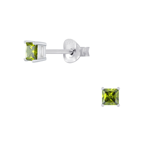 Wholesale 3mm Square Cubic Zirconia Sterling Silver Ear Studs - JD2052