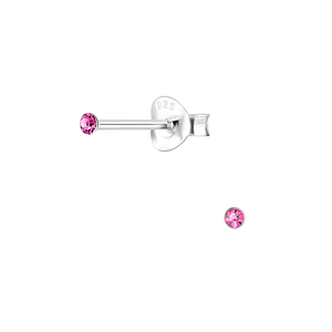 Wholesale 1.5mm Round Crystal Sterling Silver Ear Studs - JD1738